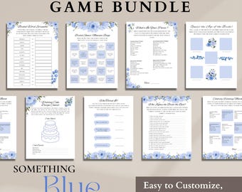 Something Blue Bridal Shower Game Bundle: Elegant Minimalist Printables (Digital Download)
