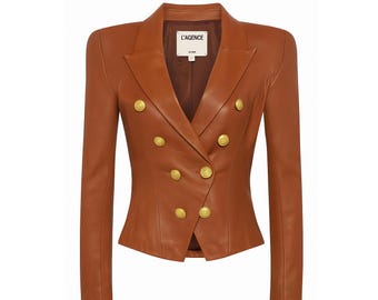 Handmade Italian Goat Leather Jacket: Women's Modern Blazer