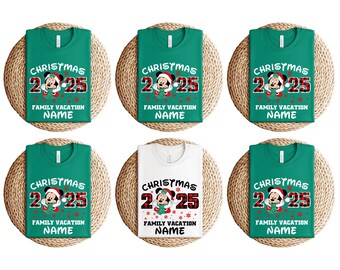 Camiseta de vacaciones familiares navideñas de Disney 2025, camiseta navideña familiar personalizada, camiseta navideña de Mickey y Minnie de Disney, Navidad personalizada de Disney