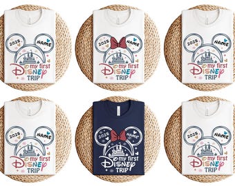 Custom Matching First Disney Trip T-Shirts, Disney 2025 Shirt, Disneyland Group Shirts, Disneyworld Castle Tee, Mickey and Minnie Shirt