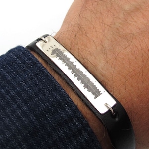 Heartbeat Bracelet for Men Custom EKG bracelet New Father Gift Personalized Mens Bracelet Sound Wave Leather Bracelet Mens Husband Gift