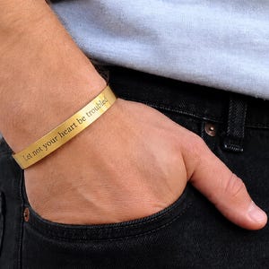 Gouden manchetarmband voor mannen verjaardag vriendje cadeau aangepaste gegraveerde Latitude armband gepersonaliseerd cadeau voor hem cadeau man