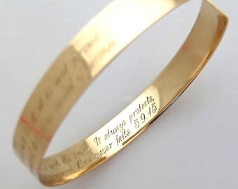 Bracelet en or personnalisé Bracelet à message secret Bracelet gravé des deux côtés. Bracelet manchette personnalisé, citation inspirante, bijoux pour elle