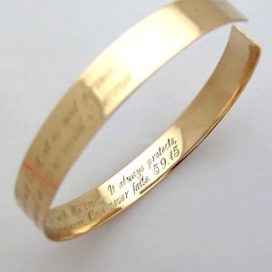 Personalized Gold Bracelet Secret Message Bracelet Two Sides Engraved Bracelet. Custom Cuff Bracelet Inspirational Quote Jewelry for Her