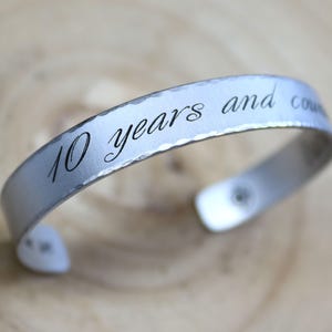 10 Year Anniversary Gift for Husband, Aluminum Anniversary Gift 10 year bracelet Personalized Gift for Him 10th Anniversary Bracelet