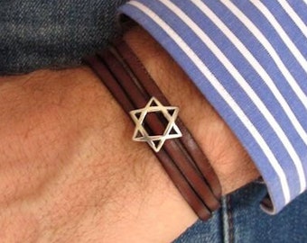 Davidster armband voor heren Joodse armband Ster armband Judaïca sieraden Magen David armband Israëlische sieraden cadeau voor hem Joods geschenk