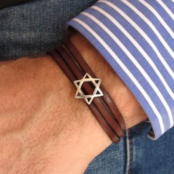 Star of David Bracelet for Mens Jewish Bracelet Star Bracelet Judaica Jewelry Magen David Bracelet Israeli Jewelry Gift For Him Jewish gift