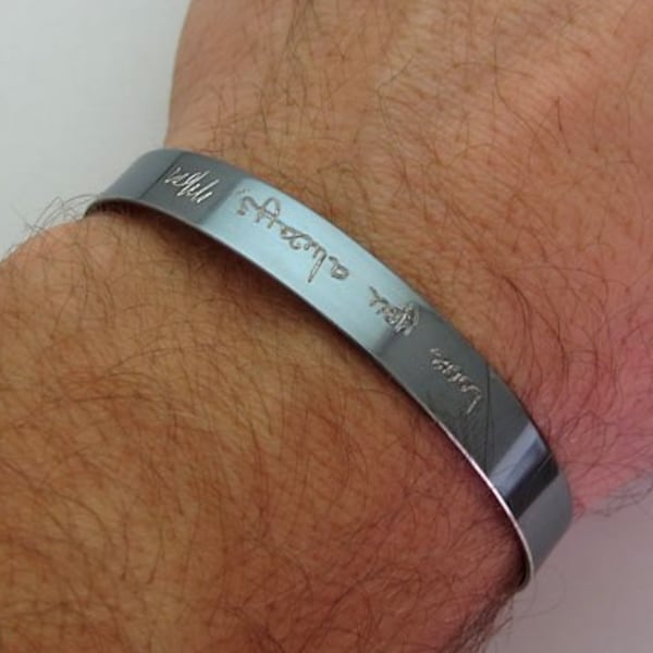Mens Handwriting Cuff Bracelet Etsy