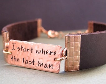 Personalized Mens Bracelet 7th Anniversary Gift for Men Boyfriend Birthday Gift, Leather Bracelet for men, Fathers day Gift, Copper Bracelet