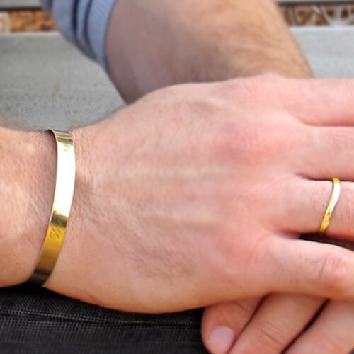 Mens Gold Cuff Bracelet Personalized Gift for Men Anniversary Etsy