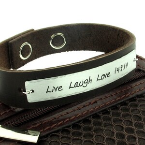Custom Engraved Mens Leather Bracelet Personalized Gift for Him Boyfriend gift Mens Jewelry Thoughtful for Him Mens Christmas gift