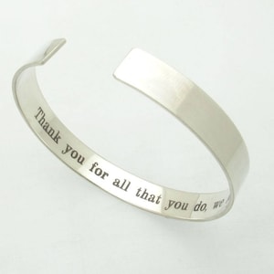 Personalized Sterling Silver Secret Message Bracelet - Custom Hidden Engraved Cuff for him or her