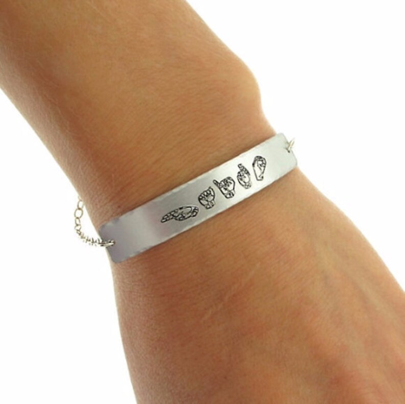 Personalized Deaf Mute Gifts / Silver Bracelet with Deaf Mute Etsy