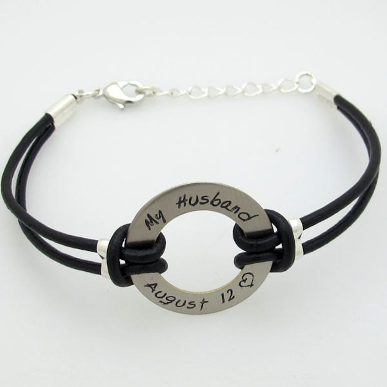Custom Mens Bracelet Mens Personalized Leather Bracelet Gift Etsy
