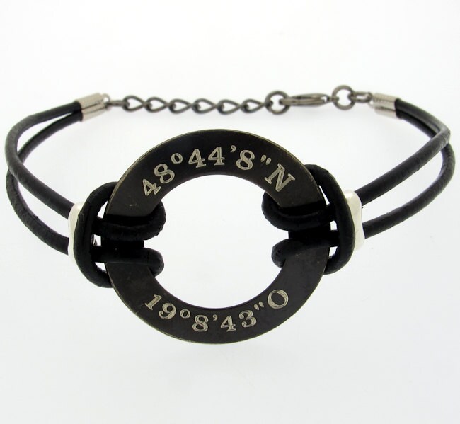 Custom Mens Bracelet Personalized Bracelet Black Leather Etsy