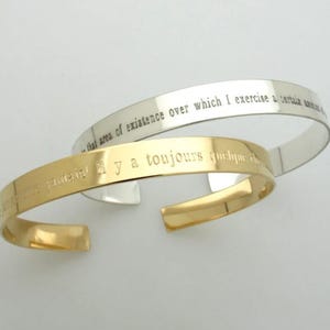 Inscription Cuff Bracelet Personalized Gold Cuff Message Engraved Bracelet Womens Birthday Gift for Her 14K Gold Filled Open Bangle Bracelet