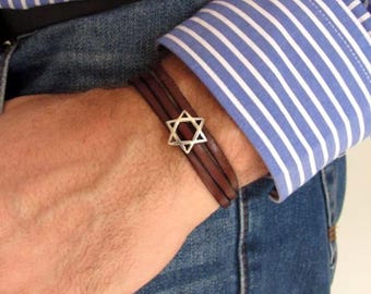 Star of David Bracelet for Men Handmade Jewish Bracelet Sterling Silver Magen David Bracelet Mens Jewish Jewelry Jewish Star bracelet