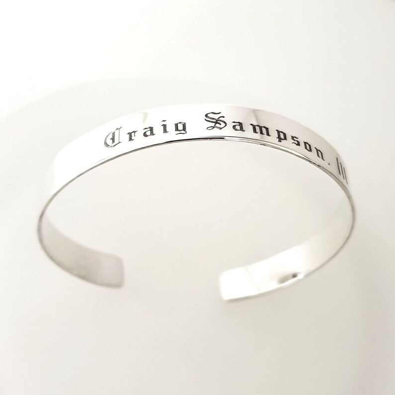 Custom Silver Bracelet for men Personalized Mens Cuff Bracelet Etsy