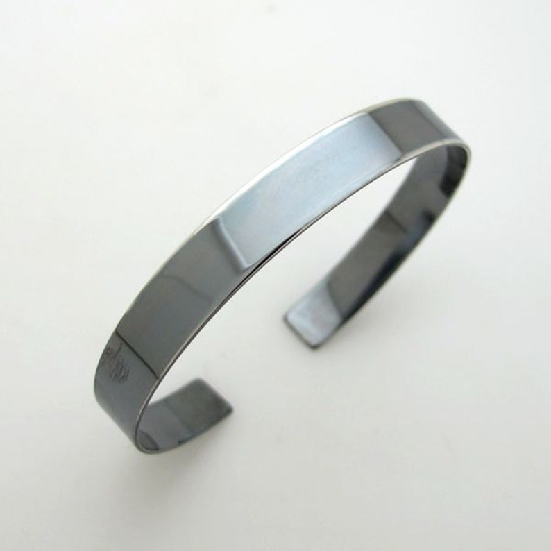 Black Cuff Bracelet Mens Personalized Jewelry Oxidized Silver Etsy
