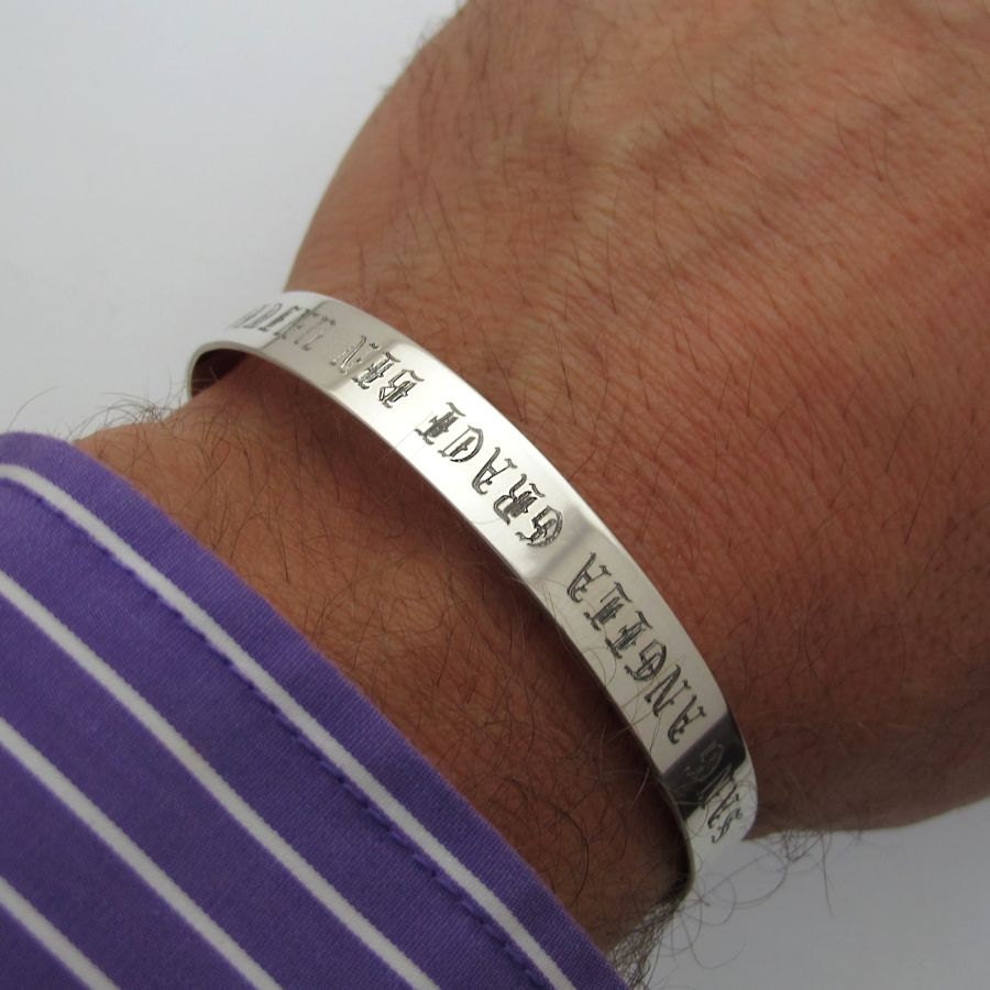 Custom Silver Bracelet for men Personalized Mens Cuff Bracelet Etsy