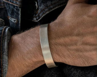 Wide Matte Silver Cuff Bracelet Silver Bracelet Rugged Bangle Mens Cuff Bracelet Thick Bangle Personalized Gift For Him