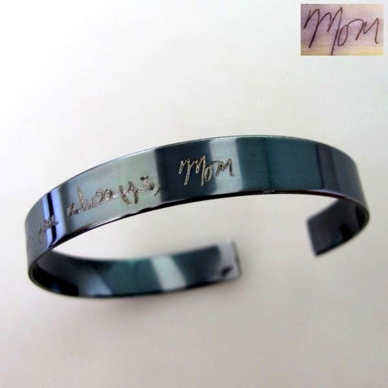 Handwriting Bracelet for Men Remembrance Mens Cuff Bracelet Personalized Signature Engraved Bracelet Memorial Gifts Custom writing bracelet image 3