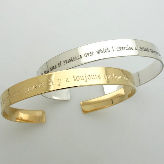 Inscription Cuff Bracelet Personalized Gold Cuff Message Engraved