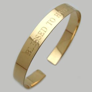 Gold Inspirational Cuff Bracelet Women Personalized Bangle Birthday Gift for her Quote Bracelet Engraved Custom cuff Engraving Gold Filled