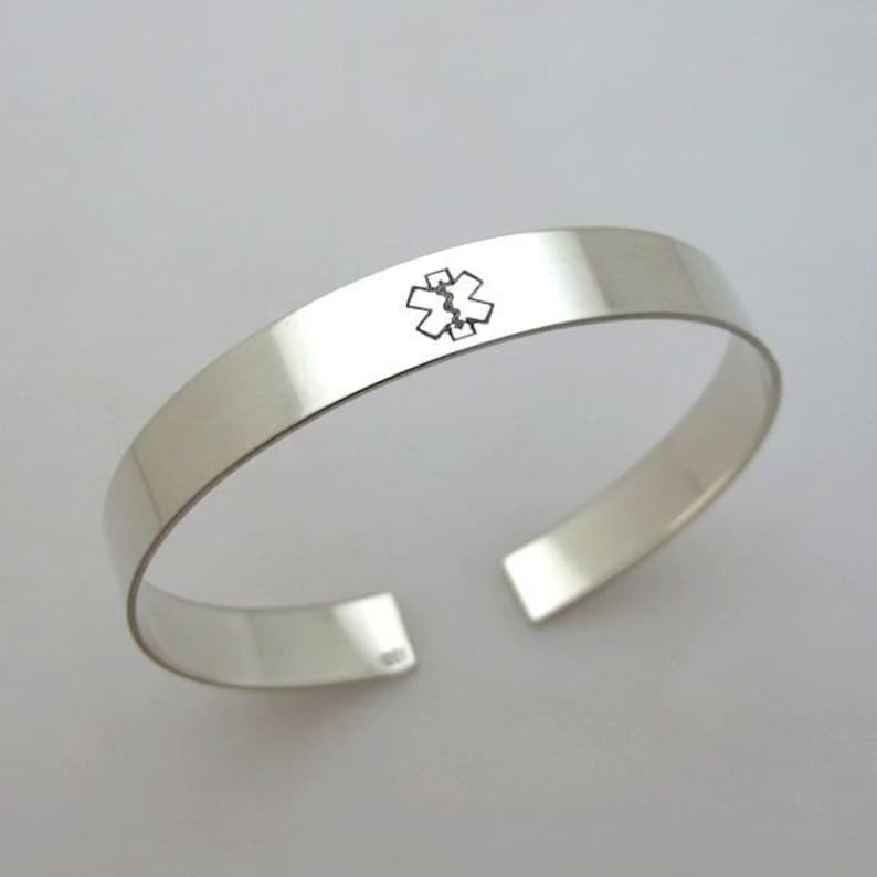 Personalized Gold Filled Cuff Inspirational Gift Allergy Alert Bracelet Diabetic,Epileptic Medical Alert Bracelet Medical ID Bracelet