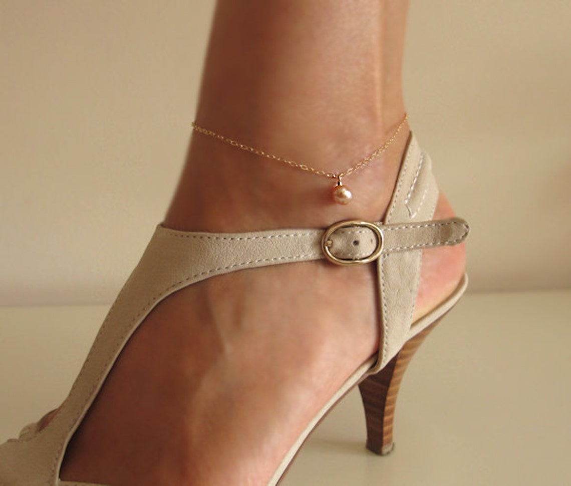 Pearl Anklet Bracelet. Gold Ankle Bracelet with Freshwater Etsy