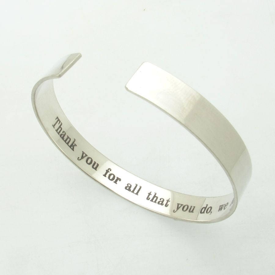 Line Bracelet - Secret Message Gift for Men - Custom Mens Jewelry No / Not Oxidized