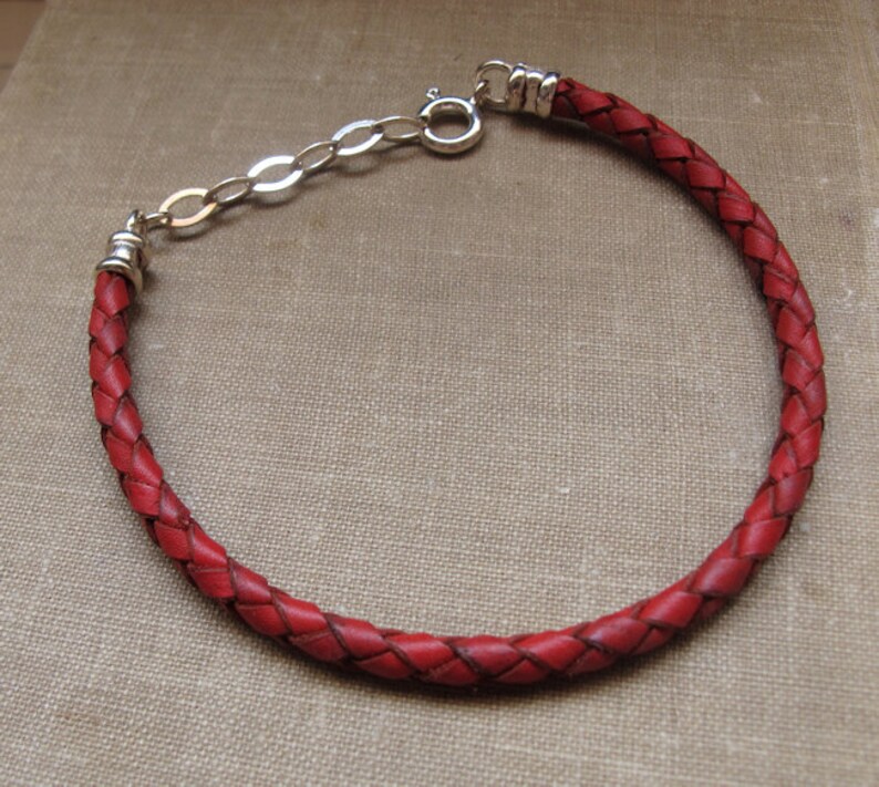 Mens Red Bracelet Leather Bracelet Braided Mens Bracelet Etsy