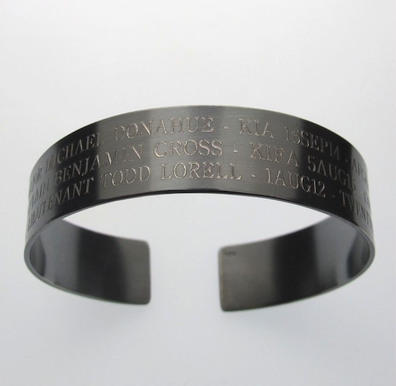 Custom POW bracelet Black Cuff for Men Army Jewelry Veterans Memorial Gift 