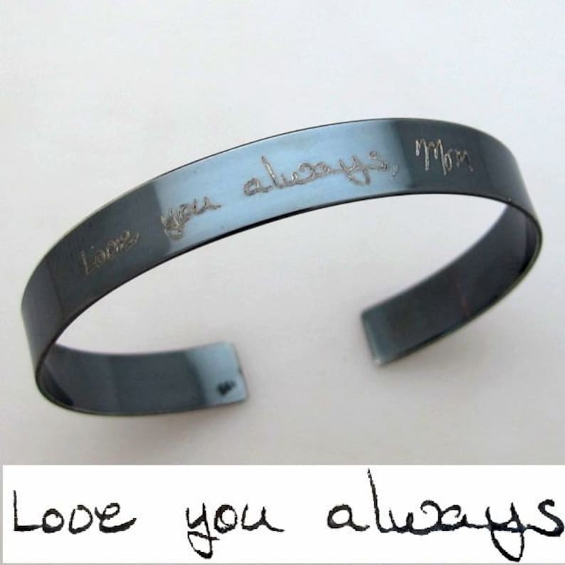 Handwriting Bracelet for Men Remembrance Mens Cuff Bracelet Personalized Signature Engraved Bracelet Memorial Gifts Custom writing bracelet image 2