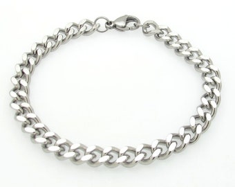 Silver Mens Bracelet, Men's Chain Bracelet. Jewelry For Men, Bracelets For Men, Gift for him, Curb-Link Bracelet, Boyfriend Gift, Present