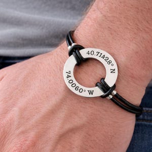 Koordinaten Armband für Männer Geburtstagsgeschenk Brauch Lederarmband Personalisierte Freund Geschenk Breite Breite Armband Herren Mann Geschenk