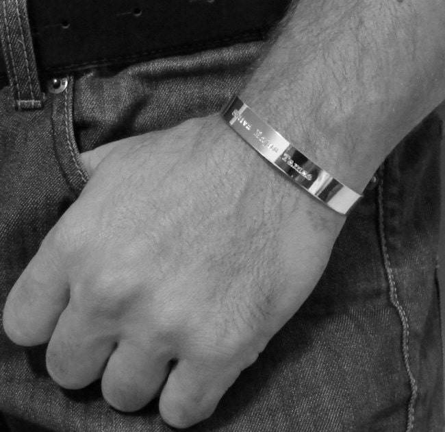 Personalized Mens Cuff Bracelet Sterling Silver Cuff for Men Etsy