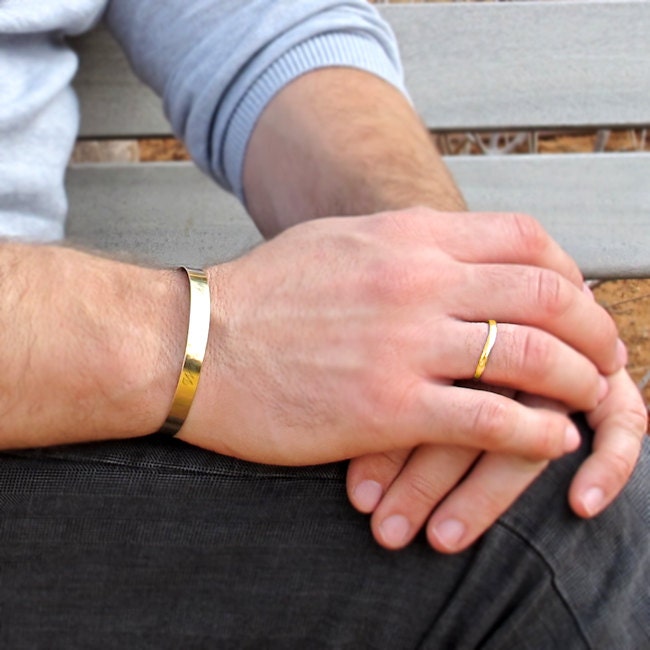 Mens gold bracelet engraved on inside hotsell