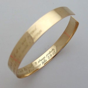 Personalized Gold Bracelet Secret Message Bracelet Two Sides Engraved Bracelet. Custom Cuff Bracelet Inspirational Quote Jewelry for Her image 8