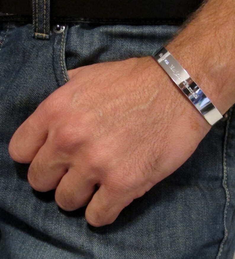 Personalized Mens Cuff Bracelet Sterling Silver Cuff for Men Etsy