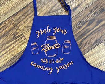 Grab Your Balls Canning Apron - cursive lettering