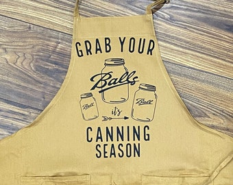 Grab Your Balls Canning Apron - block lettering