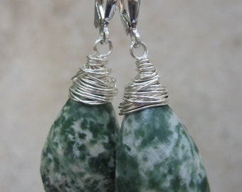 Crysta Earring - Tree Agate Drop