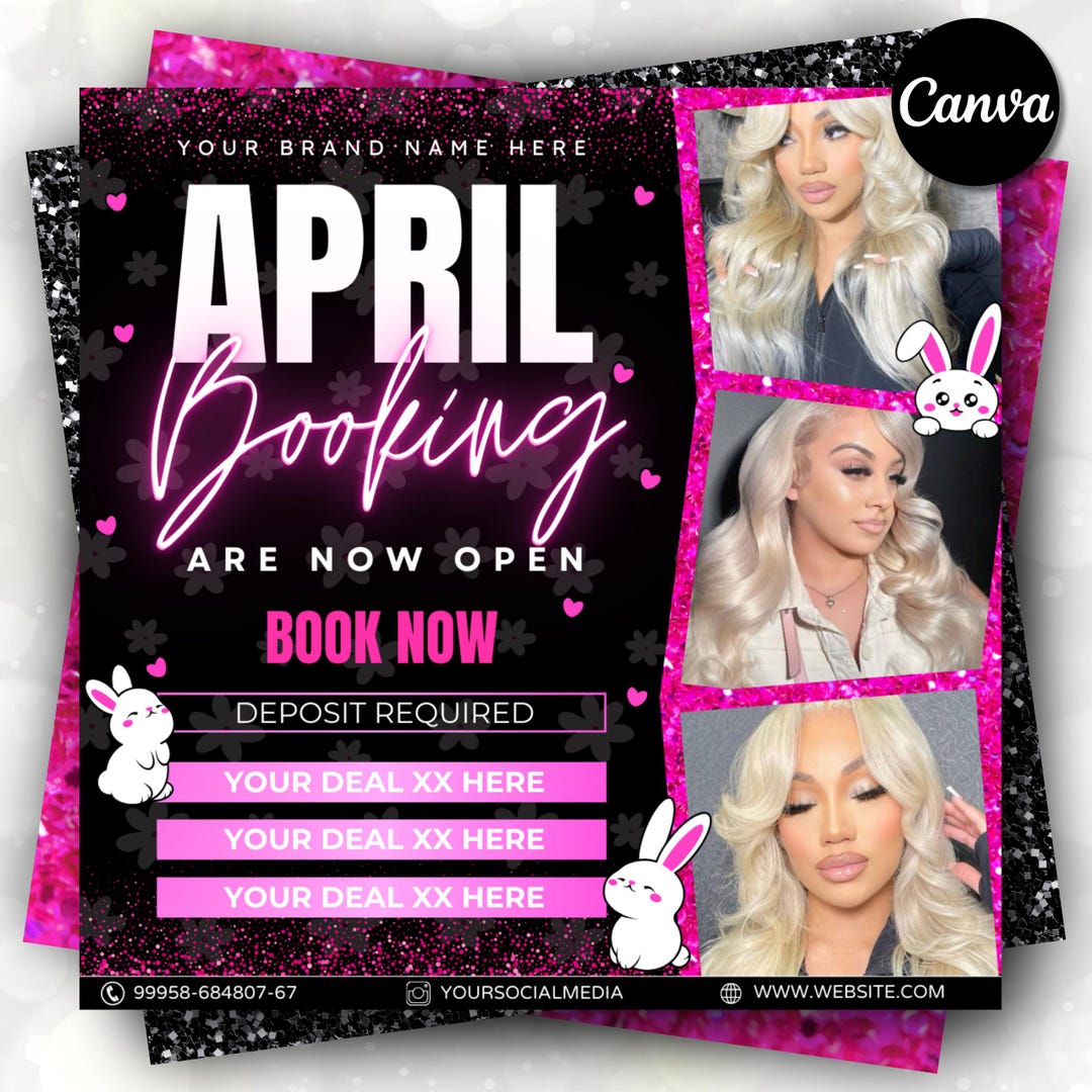 April Booking Flyer DIY Template, Customizable April Flyer, DIY Canva ...