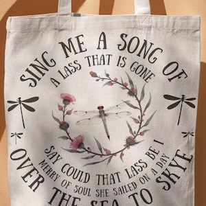 Skye Boat Song PNG | Floral Dragonfly & Thistle Circle | Outlander Romantic Printable Art