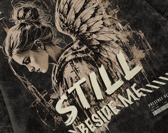 Still Beside Me PNG | Guardian Angel Streetwear Design | Memorial T-Shirt Graphic | Vintage Angel Wings | 4500x5400 Transparent PNG