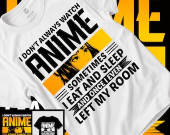 Paquete de PNG con frases de anime / Diseño de camiseta con humor otaku / Versión de 3 colores / Descarga digital