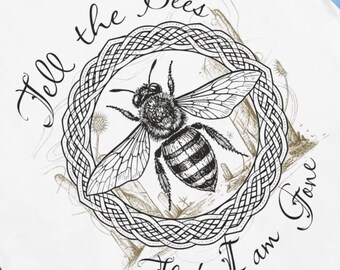 Bee Sublimation PNG | Celtic Knot Standing Stones | Cottagecore Witch Bee Design | Scottish Highland Art | 300 DPI Instant Download