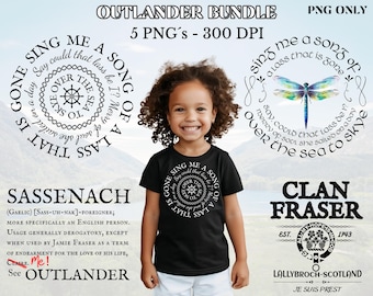 Outlander PNG Bundle | Skye Boat Song, Fraser Crest, Sassenach Quote & Dragonfly | 300 DPI Fanart