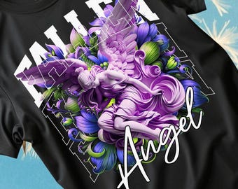 Aesthetic Fallen Angel PNG, Purple Marble Statue Streetwear Graphic, Y2K Vaporwave Angel Clipart, Floral Gothic Poster Art, 2026 Trend